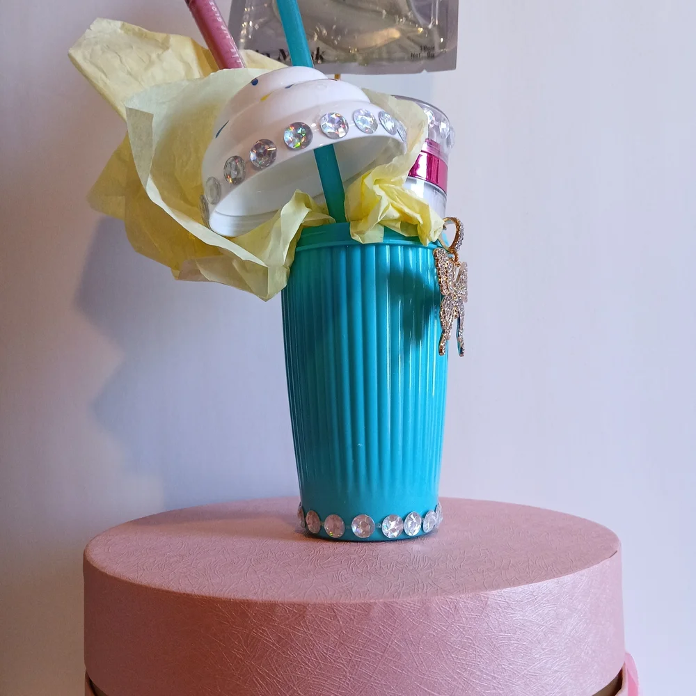 Turquoise Party Cup with Butterfly Charm